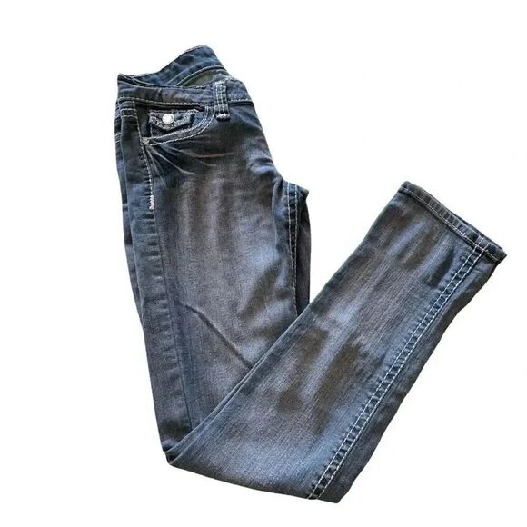 V.I.P Girls Acid Wash Denim Skinny Low Rise Jeans - Picture 3 of 4